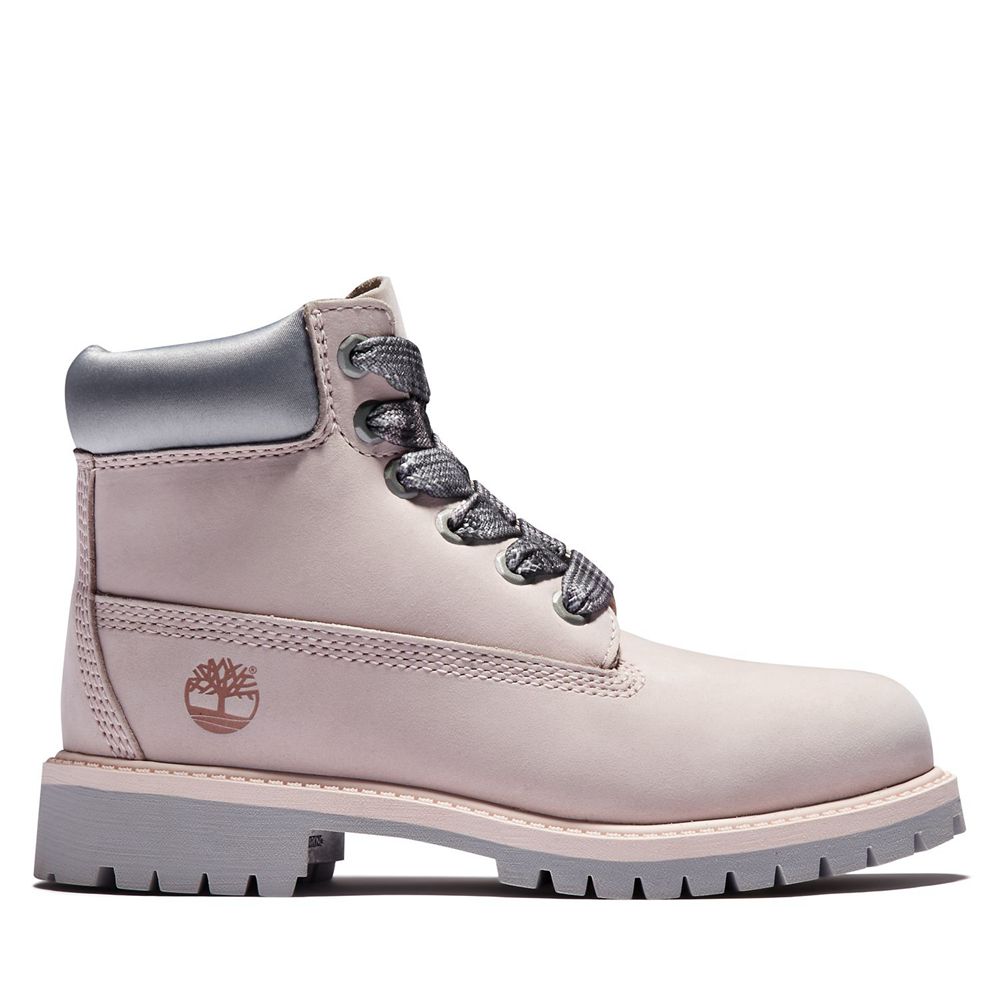 Botas Crianças - Timberland 6-Inch Youth Premium Impermeavel - IOMQL5463 - Rosa